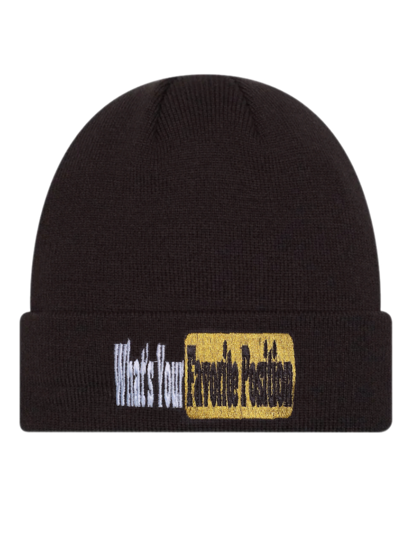 "What's your favorite position?" beanie in black color