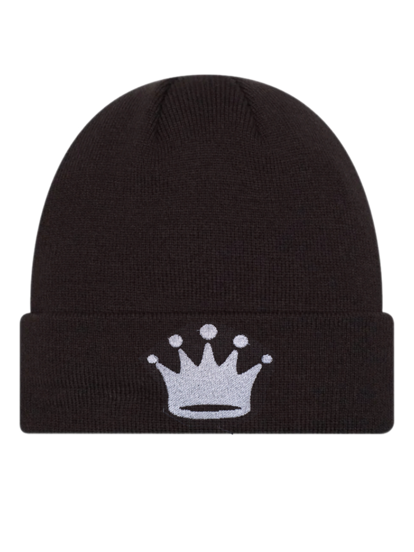 King Israel Padilla beanie in black color with white crown design