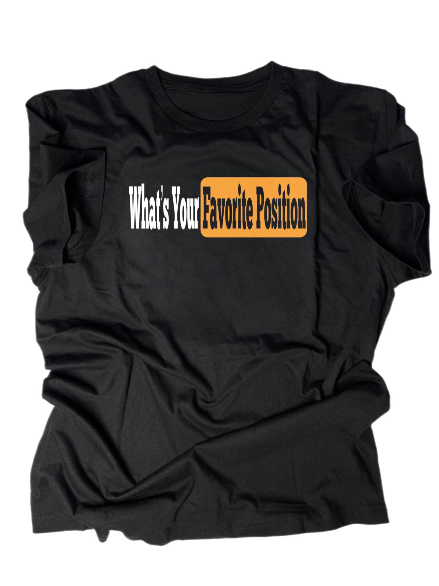 "What's your favorite position?" Israel Padilla sweatshirt with new orange design in black color