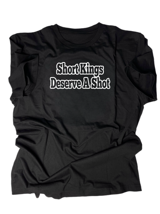 "Short kings deserve a shot" Israel Padilla tee shirt in black color