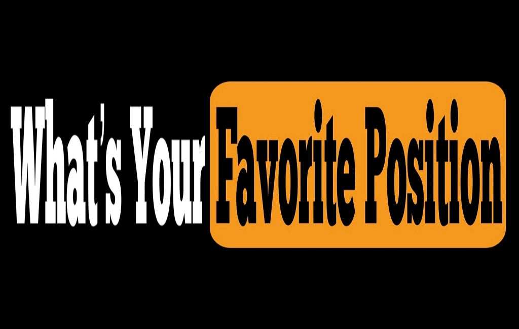 "What's your favorite position" Israel Padilla logo sticker with black and orange design