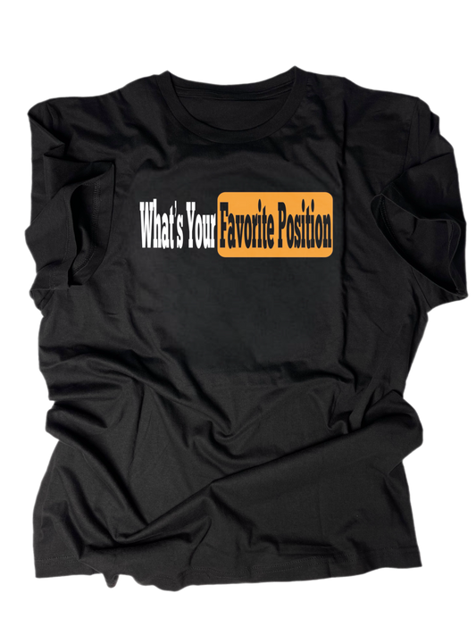 "What's your favorite position?" Israel Padilla sweatshirt with new orange design in black color